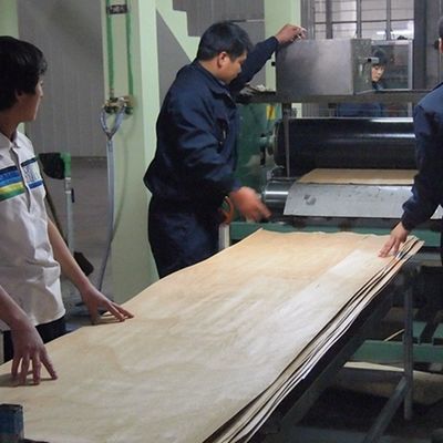 装飾によって延ばされているサイズ3100mmのための設計されたスレート木ベニヤのクルミH8536のまっすぐなFineline穀物ダーク グレー色