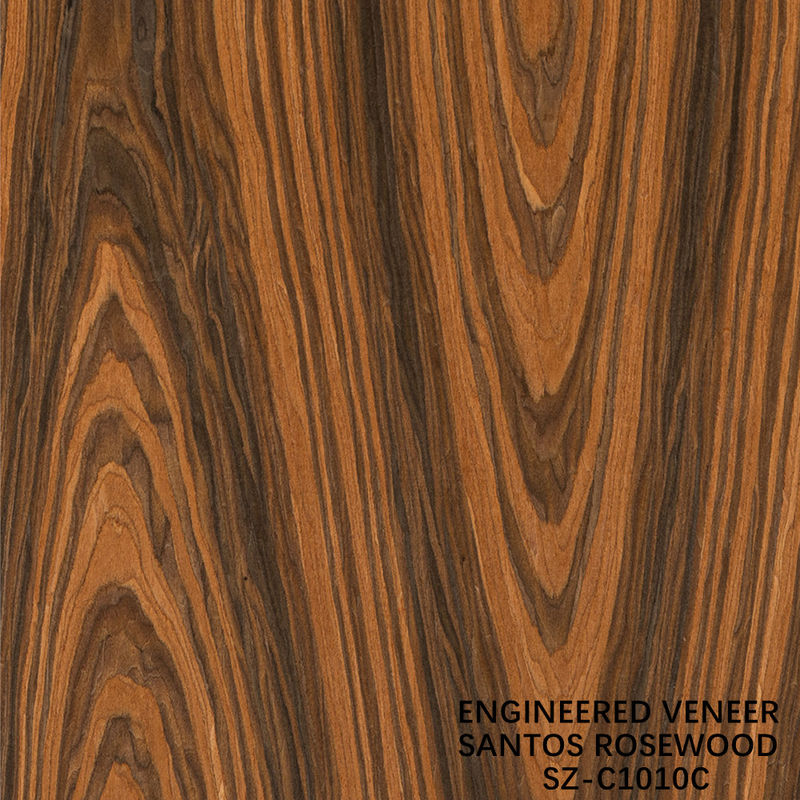 積層サントスローズウッド木材ベニヤクラウングレイン 厚さカスタマイズ可能 0.15-1.8mm キャビネット面用 SZ-254C / 1010C / 1325C