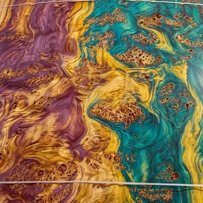 Natural Eco-Friendly Plant Dyed Wood Veneer, Vibrant Multi-Colored Decorative Wood Veneer, Custom Sizes for Furniture, Door and Interior Wall Decoration
